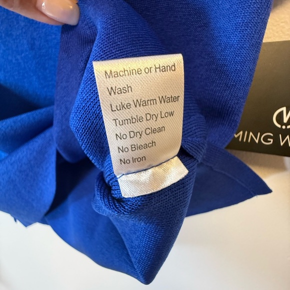 Ming Wang Sleeveless Top Bright Blue High Collar Women’s Size PM Petite Medium - Picture 9 of 11